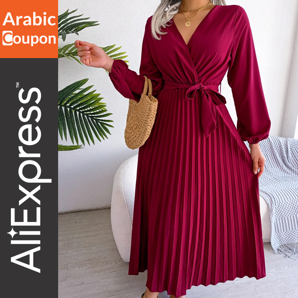 Red pleated maxi dress from AliExpress